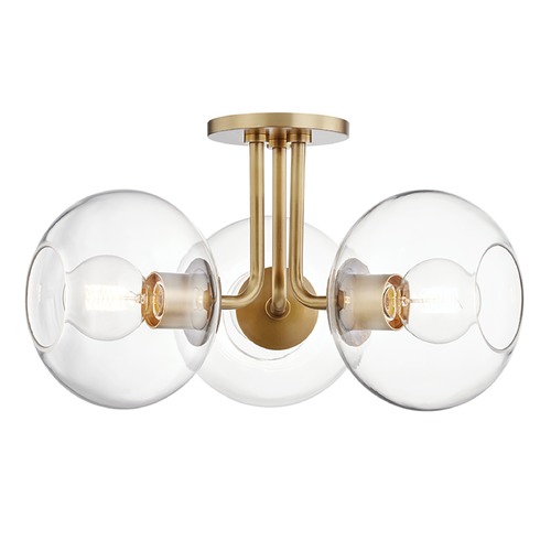 Mitzi by Hudson Valley Margot Aged Brass Semi-Flush Mount by Mitzi by Hudson Valley H270603-AGB