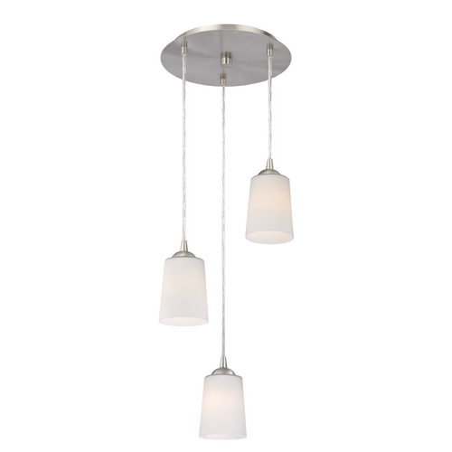 Modern Multi-Light Pendant Light with White Glass and 3-Lights