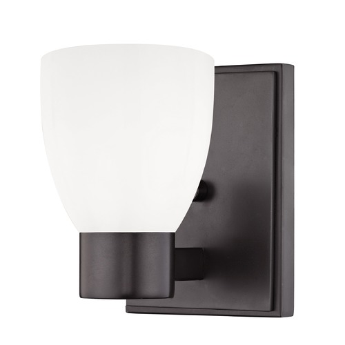 Satin White Glass Sconce Bronze