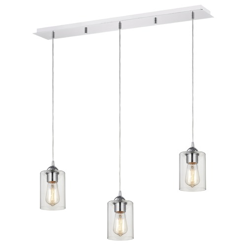 Design Classics Lighting 36-Inch Linear Pendant with 3-Lights in Chrome Finish with Clear Glass 5833-26 GL1040C