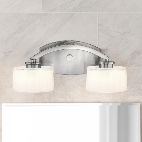 Hinkley Bathroom Light with White Glass in Brushed Nickel Finish 5592BN