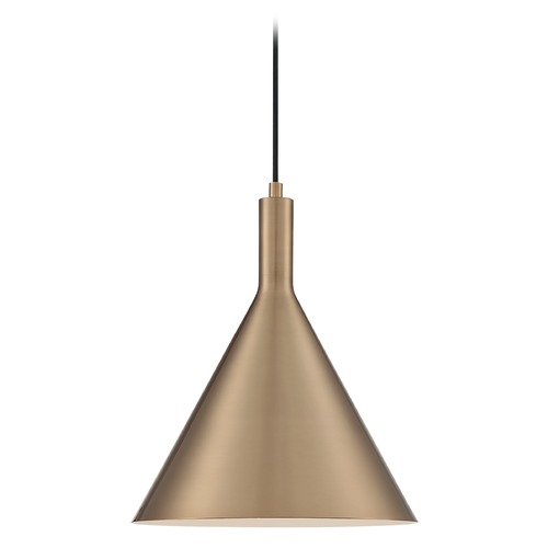 Satco Lighting Lightcap Burnished Brass Pendant with Conical Shade by Satco Lighting 60/7118