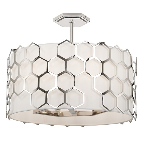 George Kovacs Missing Link Polished Nickel Pendant Light with Drum Shade