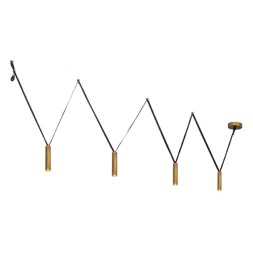 Kuzco Lighting Mason Vintage Brass LED Pendant Light with Cylindrical Shade