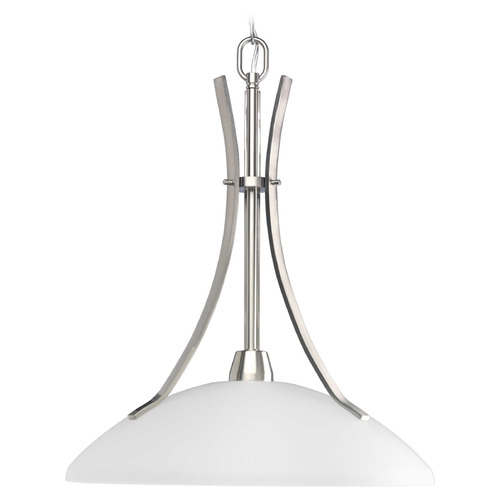 Progress Lighting Wisten Brushed Nickel Pendant Light with Bowl / Dome Shade