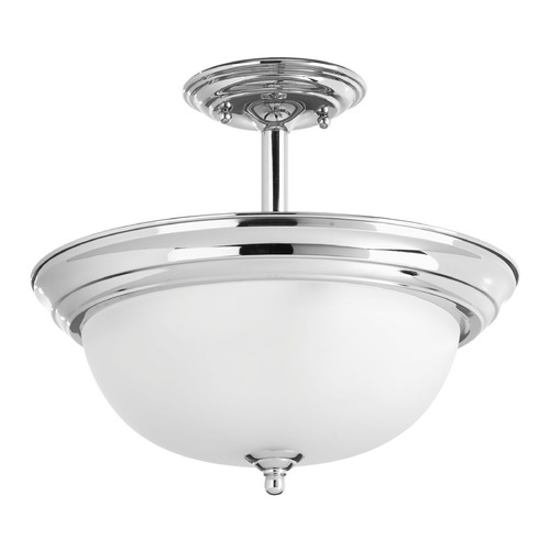 Progress Lighting Dome Glass Polished Chrome Semi-Flush Mount by Progress Lighting P3927-15ET