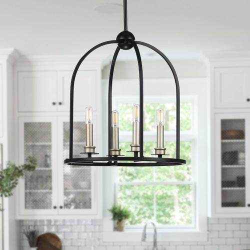Seneca Black 4-Light Pendant by Progress Lighting