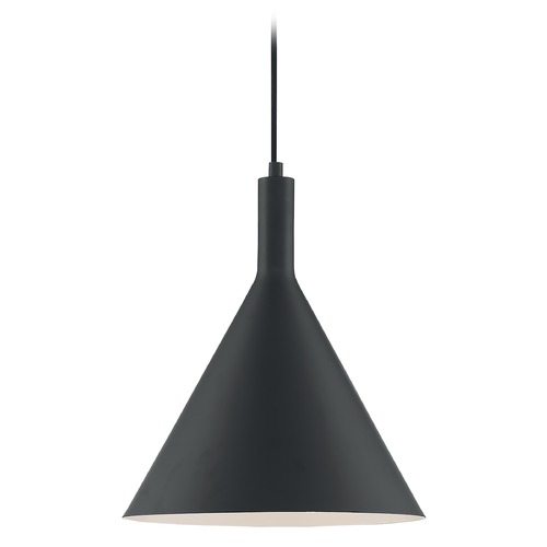 Lightcap Matte Black Pendant with Conical Shade by Satco Lighting