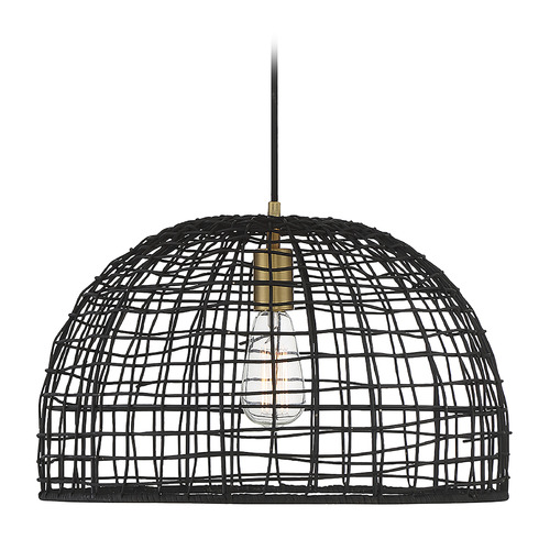 18-Inch Pendant in Black & Natural Brass by Meridian