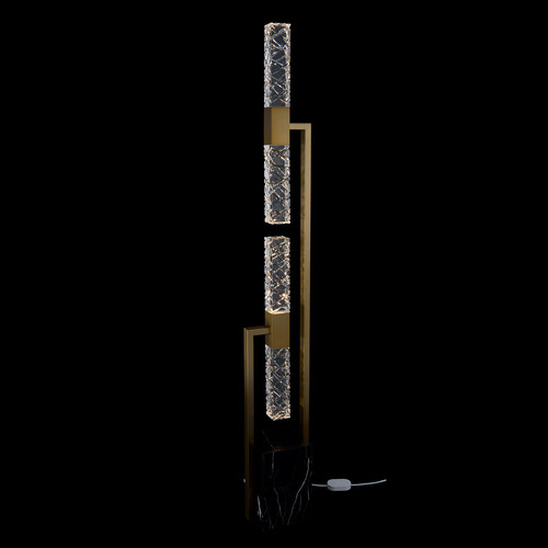 Allegri Lighting Allegri Crystal Apollo Winter Brass LED Floor Lamp with Rectangle Shade 028095-044-FR001