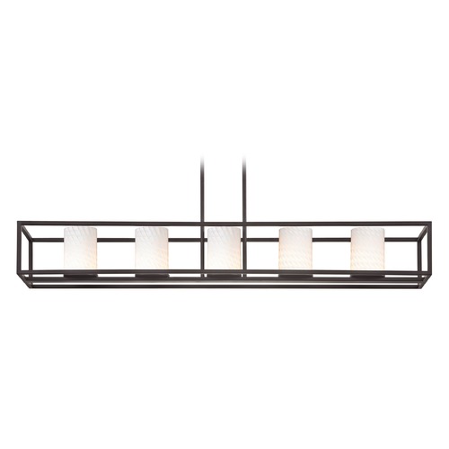 Design Classics Lighting Bronze Linear Chandelier with Cylindrical Shade 1699-220 GL1020C