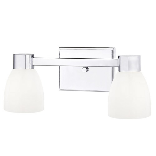 Design Classics Lighting 2-Light White Glass Bathroom Vanity Light Chrome 2102-26 GL1028MB