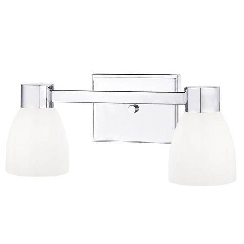 2-Light White Glass Bathroom Vanity Light Chrome