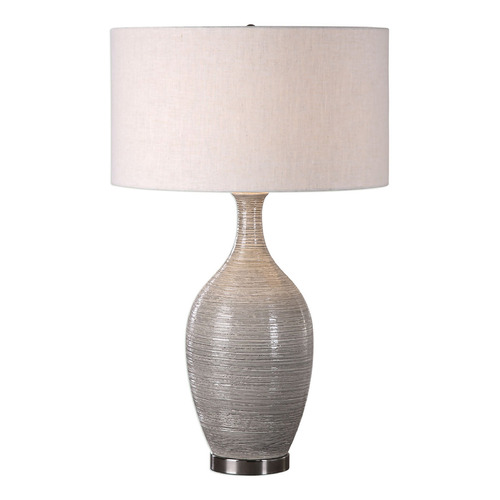 Uttermost Lighting The Uttermost Company Dinah Gray & Polished Nickel Table Lamp with Drum Shade 27518