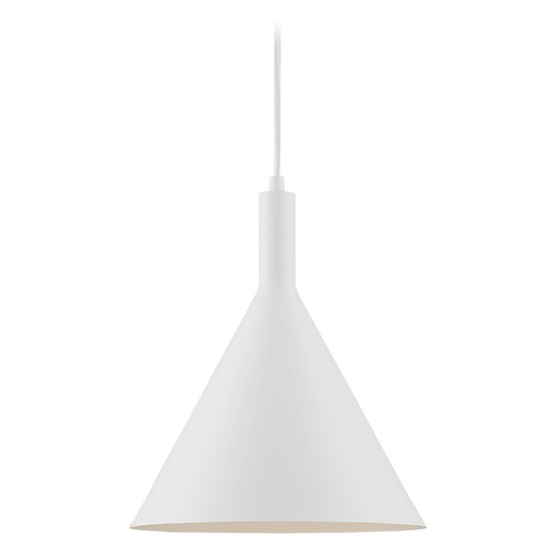 Lightcap Matte White Pendant with Conical Shade by Satco Lighting