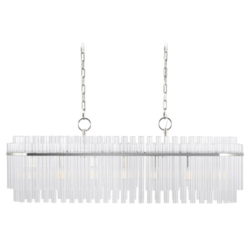 Visual Comfort Studio Collection Chapman & Meyers 7 Light Beckett Linear Polished Nickel and Glass Chandelier CC1307PN