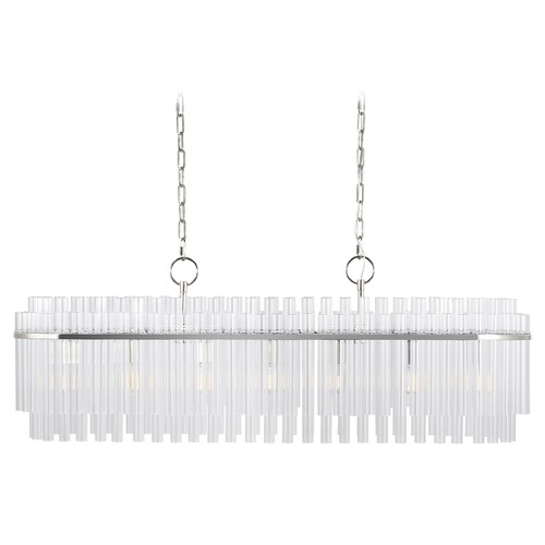 Chapman & Meyers 7 Light Beckett Linear Polished Nickel and Glass Chandelier