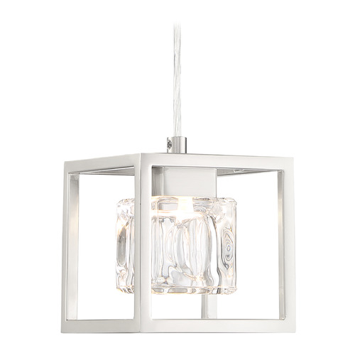 George Kovacs San Marin Brushed Nickel LED Mini-Pendant Light with Square Shade