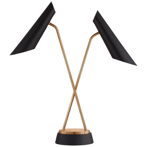 Visual Comfort Aerin Franca Double Task Lamp in Antique Brass by Visual Comfort ARN3403HABBLK