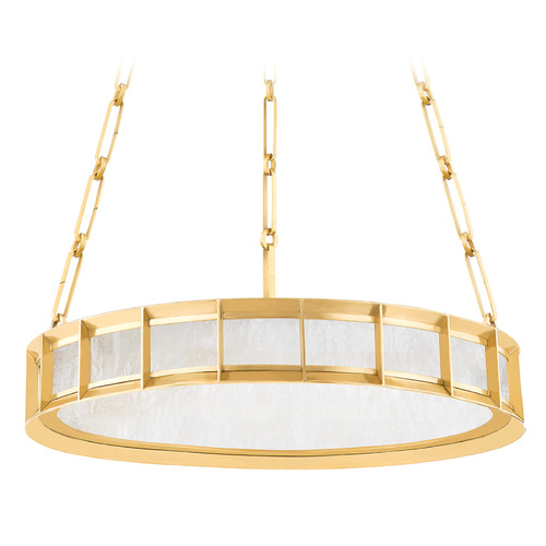 Corbett Lighting Leda Vintage Brass LED Pendant Light with Drum Shade