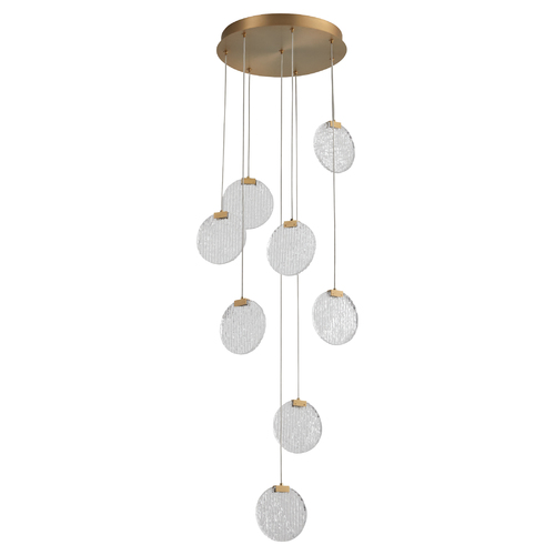 Oxygen Axiom 3CCT 8-Light LED Pendant in Aged Brass by Oxygen Lighting 3-6051-40