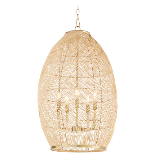 Rattan Aged Brass Pendant by Quorum Lighting