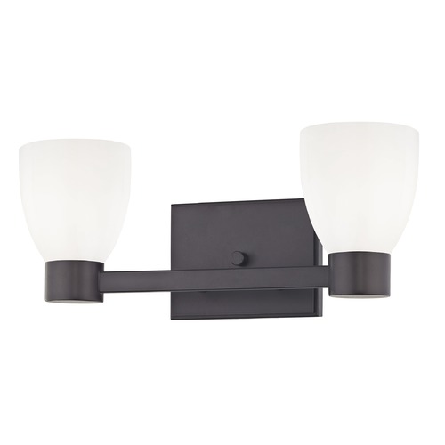 Design Classics Lighting 2-Light White Glass Bathroom Vanity Light Bronze 2102-220 GL1028MB