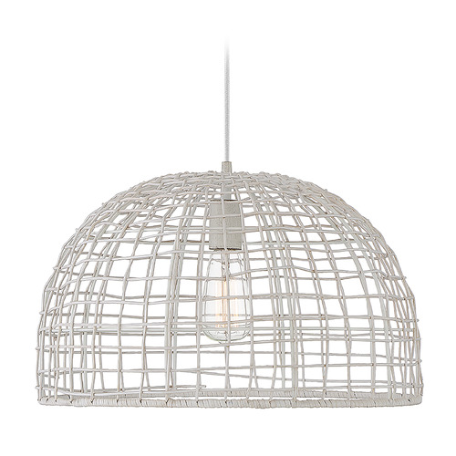 Meridian 18-Inch Pendant in White Rattan & White by Meridian M70105WR