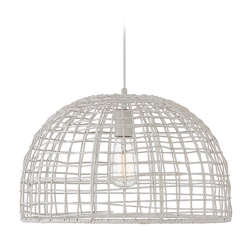 18-Inch Pendant in White Rattan & White by Meridian
