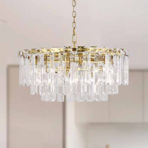 Chapman & Meyers 32.88-Inch Arden Burnished Brass & Crystal Chandelier by Visual Comfort Studio