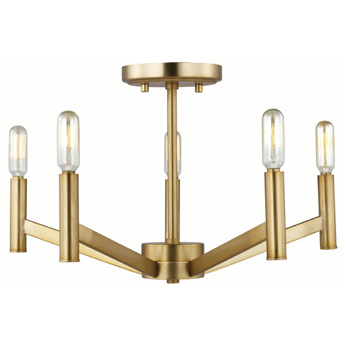 Visual Comfort Studio Collection Vector Satin Brass Semi-Flushmount Light