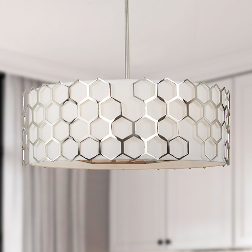 Missing Link 6-Light Drum Pendant in Polished Nickel by George Kovacs