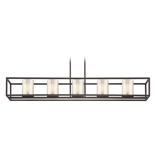 Design Classics Lighting Industrial 5-Light Linear Chandelier with Mercury Glass in Bronze 1699-220 GL1039C