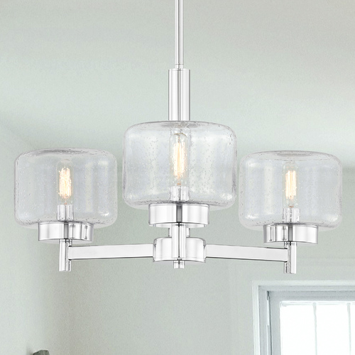 Design Classics Lighting Adair 3-Light Chandelier in Chrome with Seeded Glass 2973-26