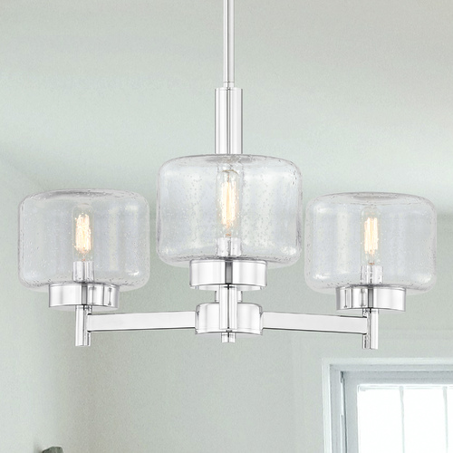 Adair 3-Light Chandelier in Chrome with Seeded Glass