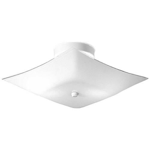 Progress Lighting Square Glass White Semi-Flushmount Light