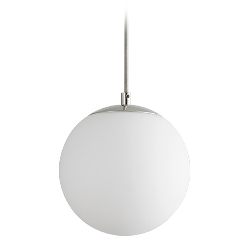 Luna 8-Inch LED Globe Pendant in Polished Nickel by Oxygen Lighting