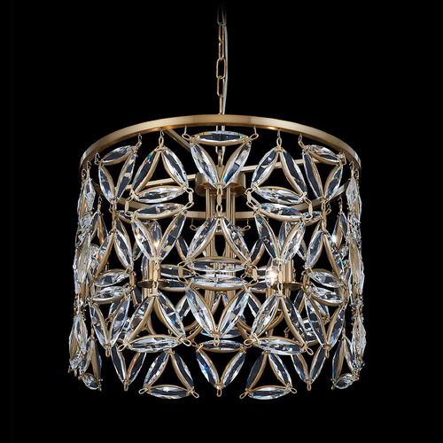 Allegri Lighting Allegri Crystal Triangulo True Brass Pendant Light with Drum Shade 039555-062-FR001