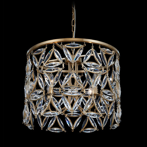 Allegri Crystal Triangulo True Brass Pendant Light with Drum Shade