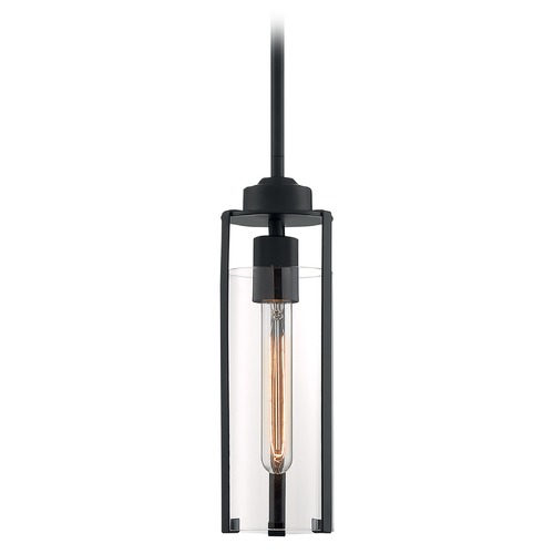 Satco Lighting Marina Matte Black Pendant with Cylindrical Shade by Satco Lighting 60/7160