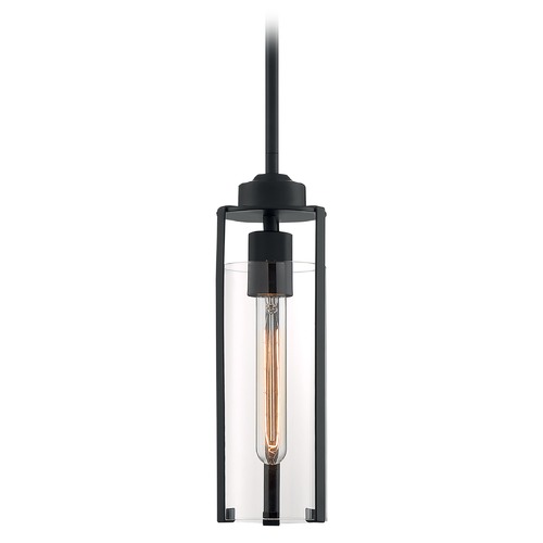 Marina Matte Black Pendant with Cylindrical Shade by Satco Lighting