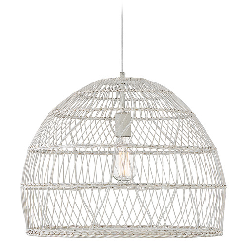 Meridian 20-Inch Rattan Pendant in White Rattan by Meridian M70106WR