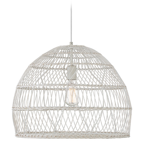 20-Inch Rattan Pendant in White Rattan by Meridian