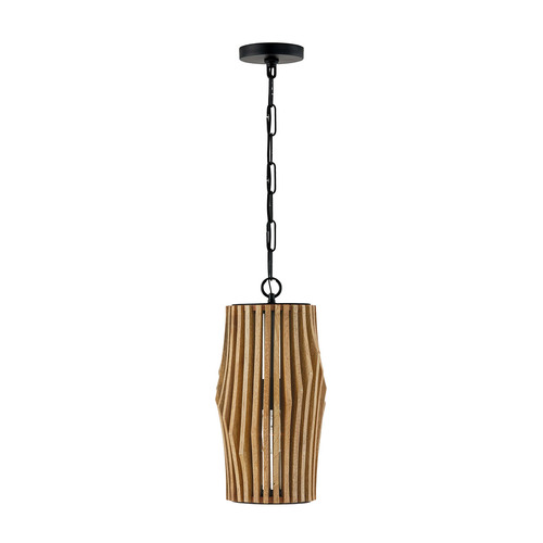 HomePlace by Capital Lighting Archer Mini Pendant in Light Wood & Matte Black by Capital Lighting 344613WK