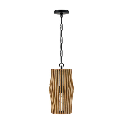 Capital Lighting Archer Mini Pendant in Light Wood & Matte Black by Capital Lighting 344613WK