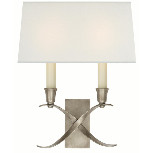 Visual Comfort Signature Collection Chapman & Myers Cross Bouillotte Antique Nickel Sconce