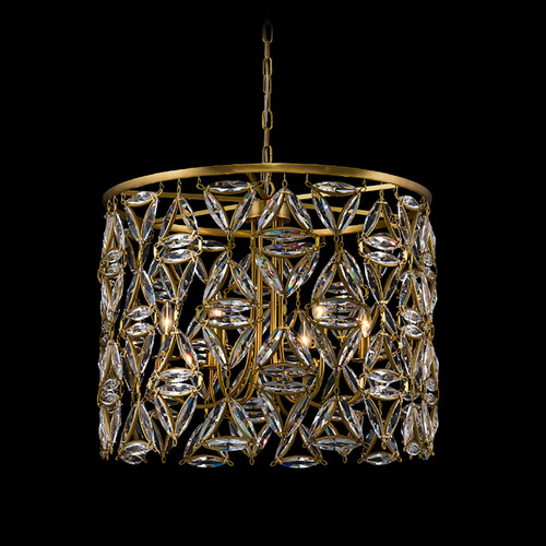 Allegri Crystal Triangulo True Brass Pendant Light with Drum Shade