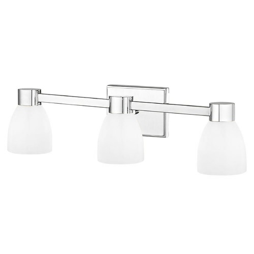 Design Classics Lighting 3-Light White Glass Bathroom Vanity Light Chrome 2103-26 GL1028MB