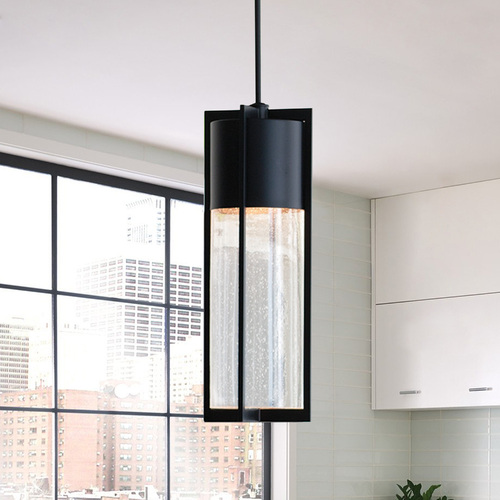 Seeded Glass Outdoor Hanging Light Black by Hinkley Lighting