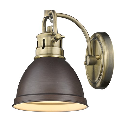 Golden Lighting Duncan Wall Sconce in Aged Brass & Rubbed Bronze by Golden Lighting 3602-BA1 AB-RBZ